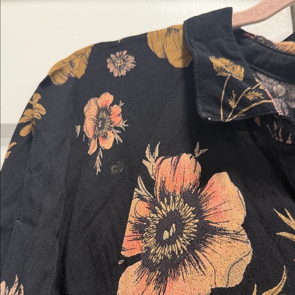 Free People Black Floral Dress collar boho - Picture 4 of 9